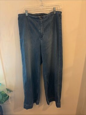 American Eagle Stretch Jeans Womens Size 10 Regular Blue Pintuck Wide Leg